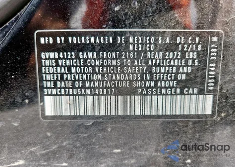 2019 Volkswagen Jetta S из США, поврежденный, VIN 3VWCB7BU5KM140817